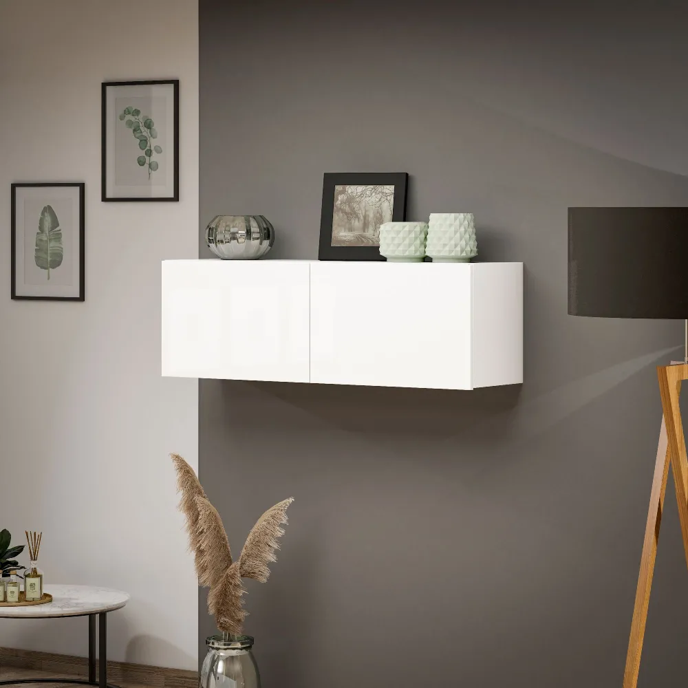 Pensile 2 ribalte 112x37x39 cm bianco lucido - MASTER