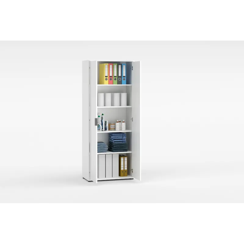 Armadio 2 ante e 4 ripiani 72x36x180 cm bianco lucido - JOKER