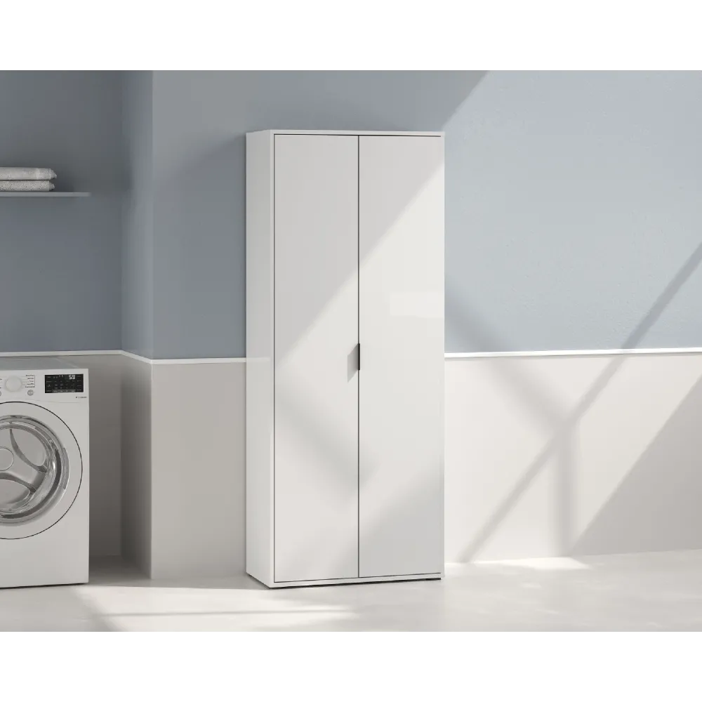 Armadio 2 ante e 3 ripiani 72x36x180 cm bianco lucido - JOKER