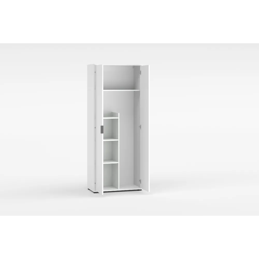 Armadio 2 ante e 3 ripiani 72x36x180 cm bianco lucido - JOKER