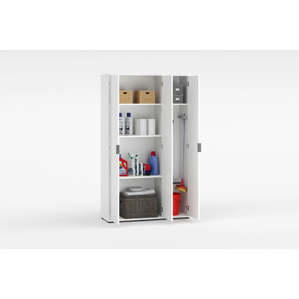 Armadio 3 ante e 3 ripiani 107x36x180 cm bianco lucido - JOKER