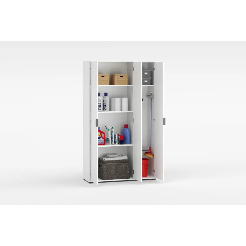 Armadio 3 ante e 3 ripiani 107x36x180 cm bianco lucido - JOKER