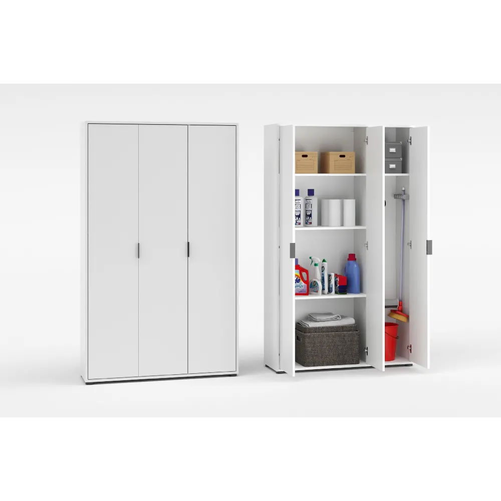 Armadio 3 ante e 3 ripiani 107x36x180 cm bianco lucido - JOKER