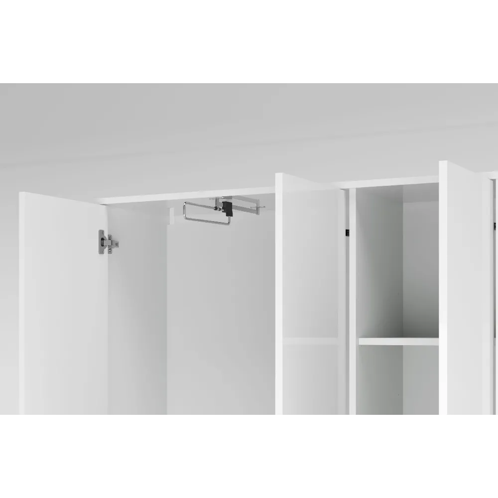 Appendiabiti 3 ante e 4 ripiani 107x36x180 cm bianco lucido - JOKER