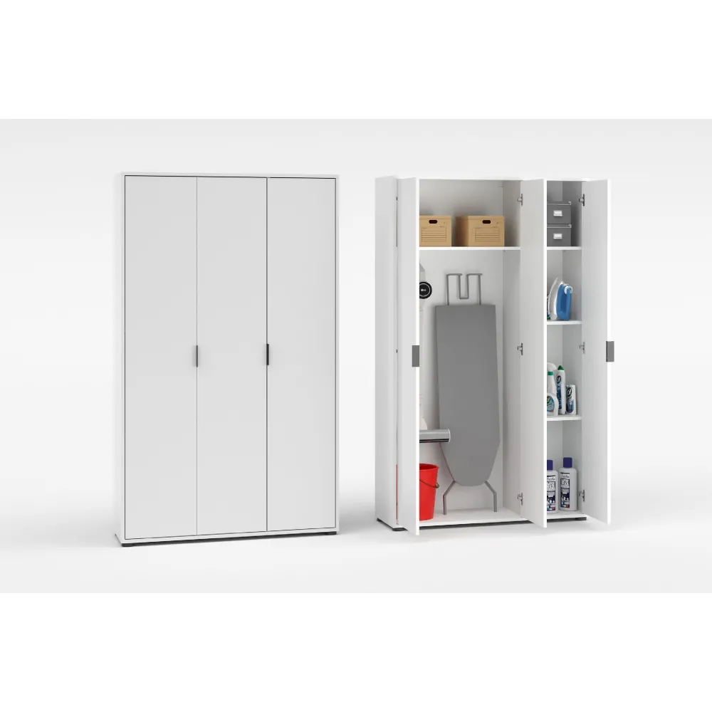 Armadio 3 ante e 3 ripiani 107x36x180 cm bianco lucido - JOKER