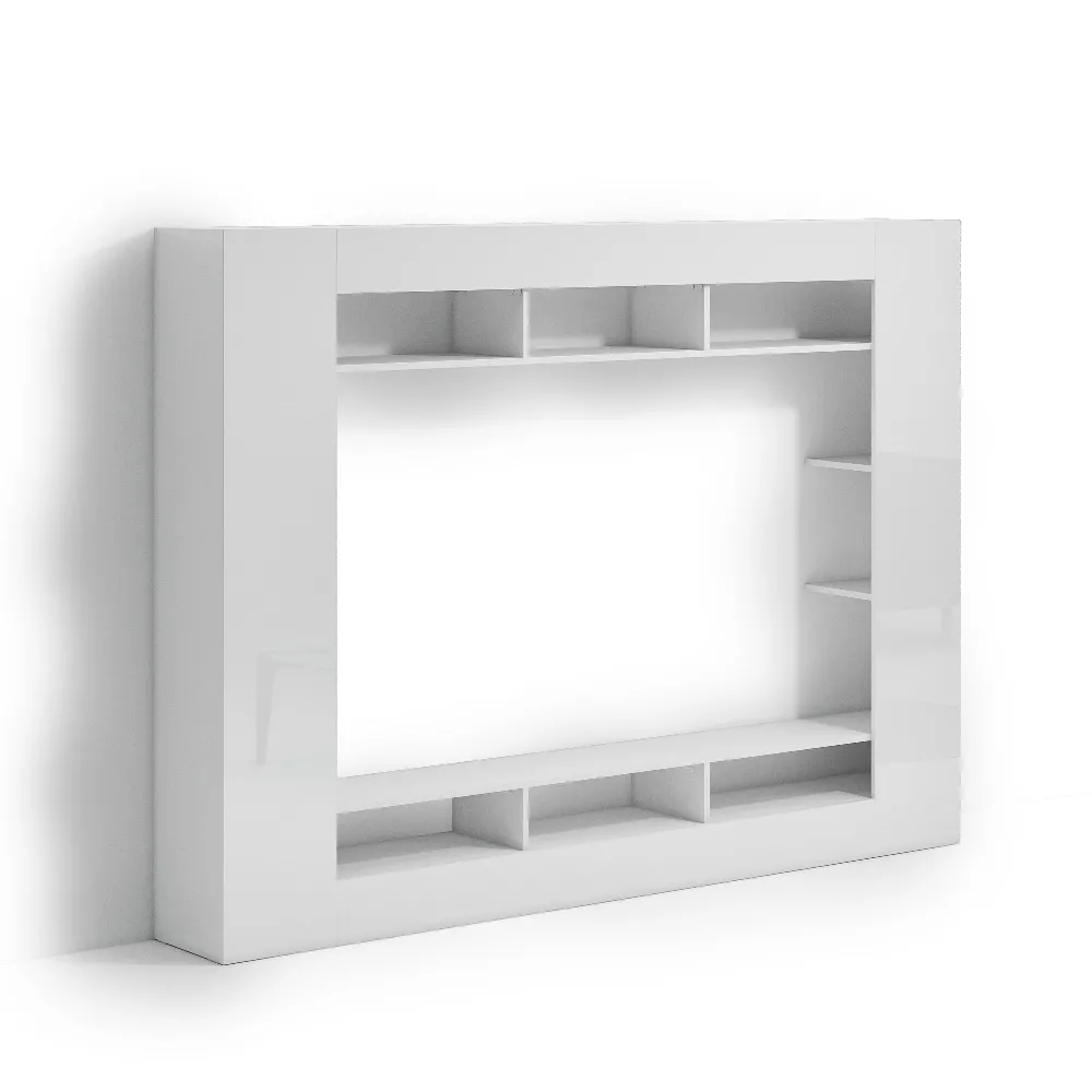 Parete attrezzata 216x34x159 cm bianco lucido - KIMI