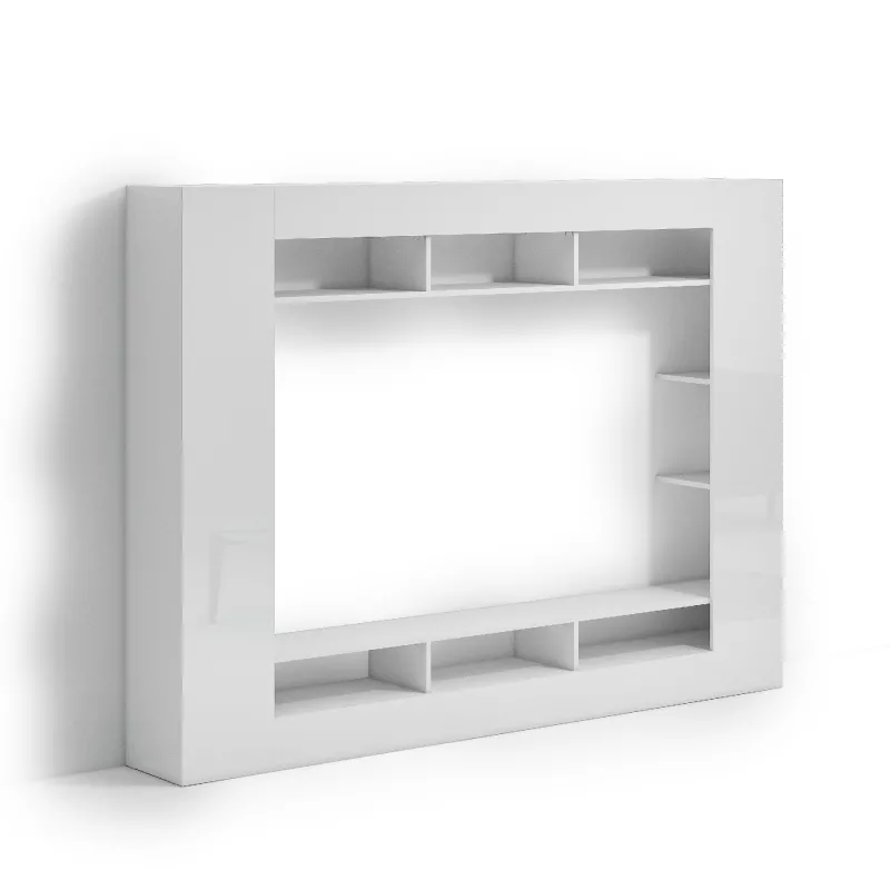 Parete attrezzata 216x34x159 cm bianco lucido - KIMI