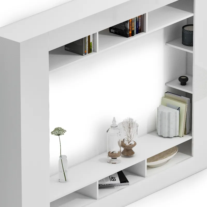Parete attrezzata 216x34x159 cm bianco lucido - KIMI