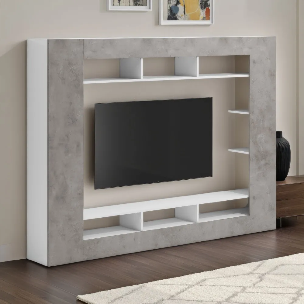 Parete attrezzata 216x34x159 cm cemento - KIMI 2