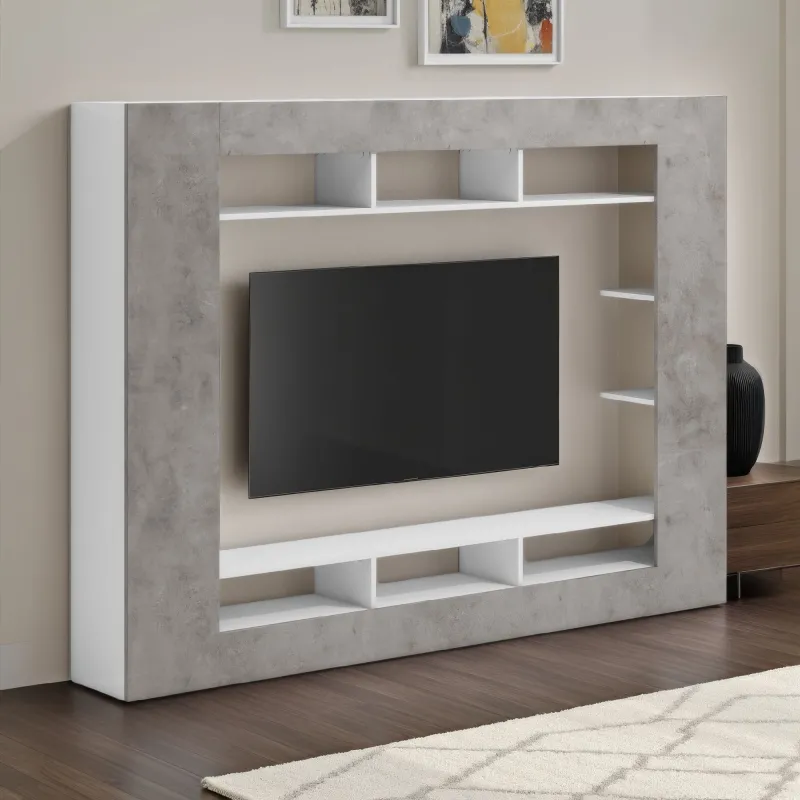Parete attrezzata 216x34x159 cm cemento - KIMI