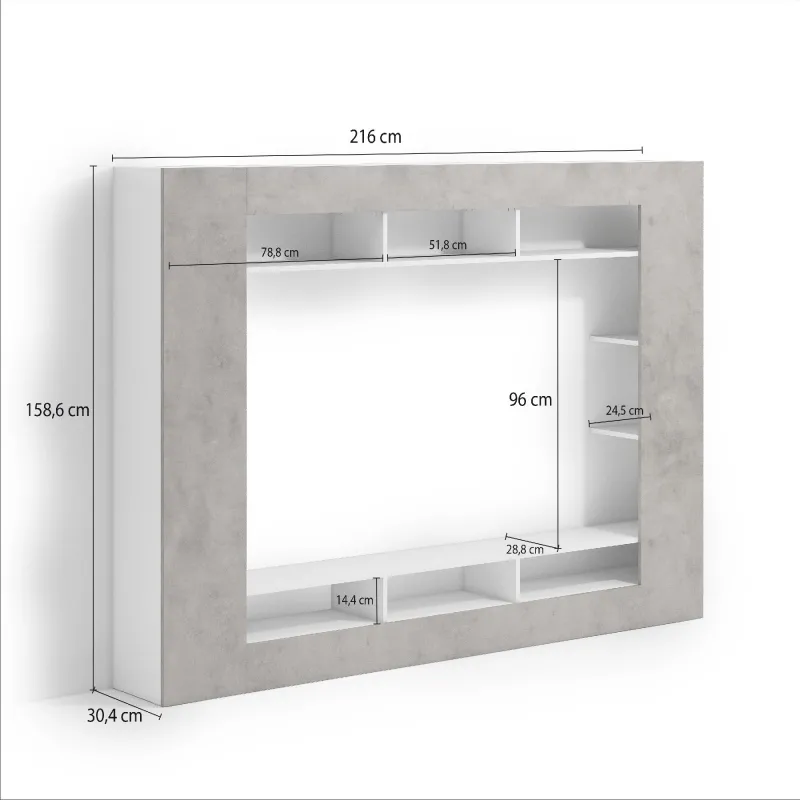 Parete attrezzata 216x34x159 cm cemento - KIMI
