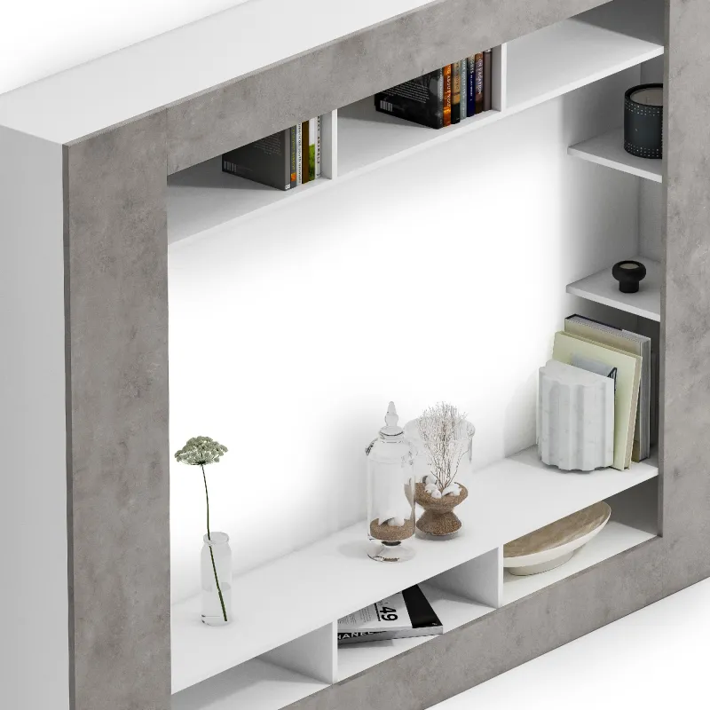 Parete attrezzata 216x34x159 cm cemento - KIMI