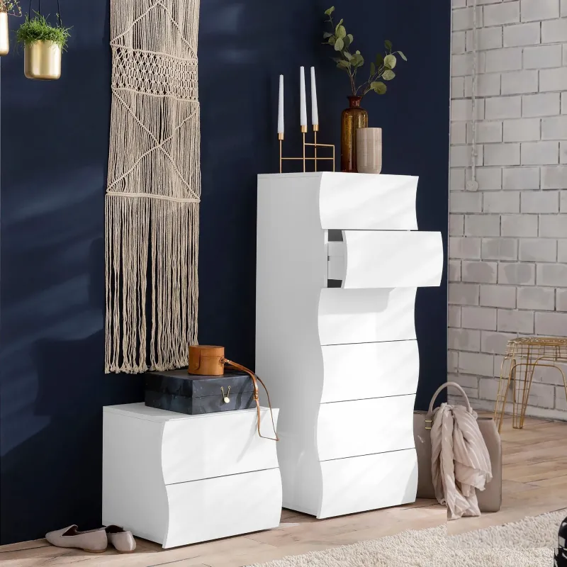 Mare Settimino 6 Cassetti Bianco Laccato Lucido - Web Convenienza
