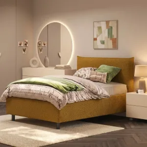 Letto una piazza e mezza 120 cm in bouclé senape - 131x202x115 cm - BREZZA