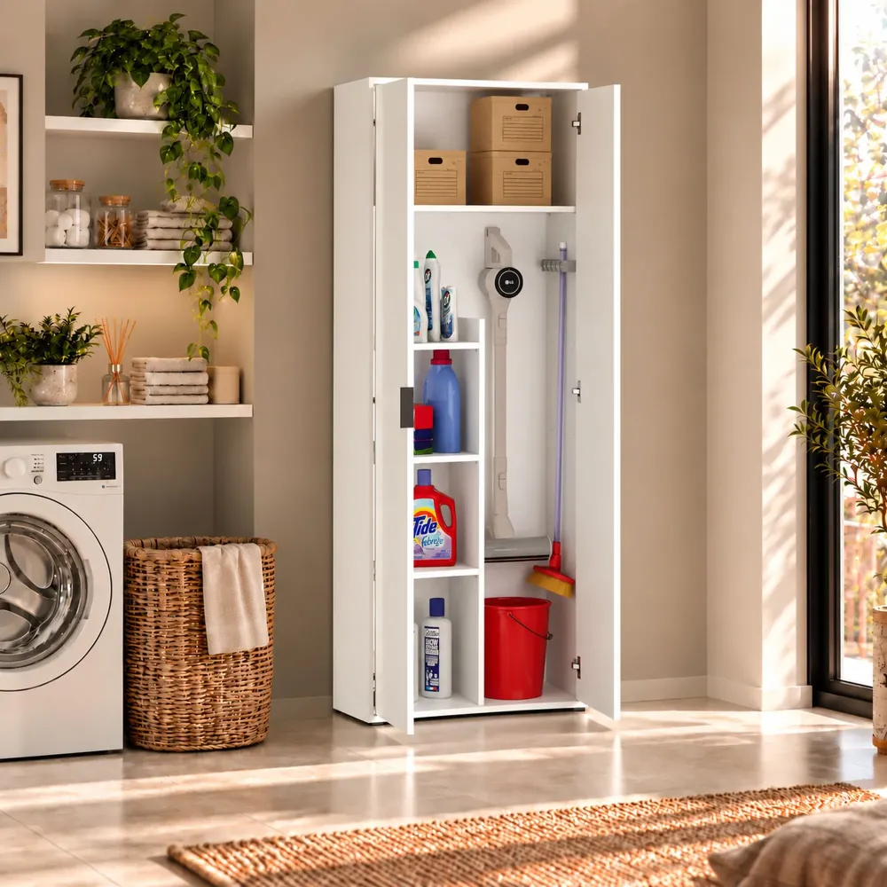 Armadio 2 ante 3 ripiani 72x36x180 cm bianco lucido JOKER