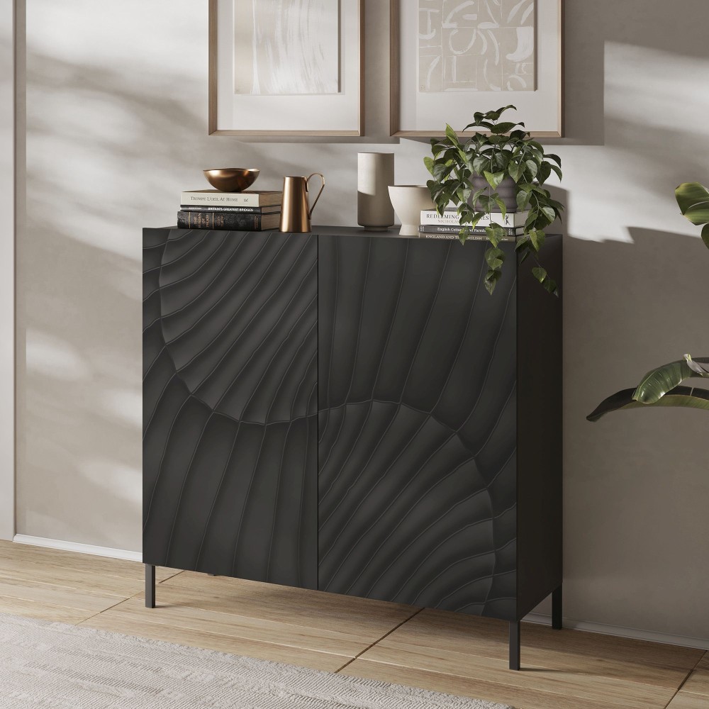 Contenitore 120×123×42 grigio chiaro con ante serigrafate e doppio piede - Dune
