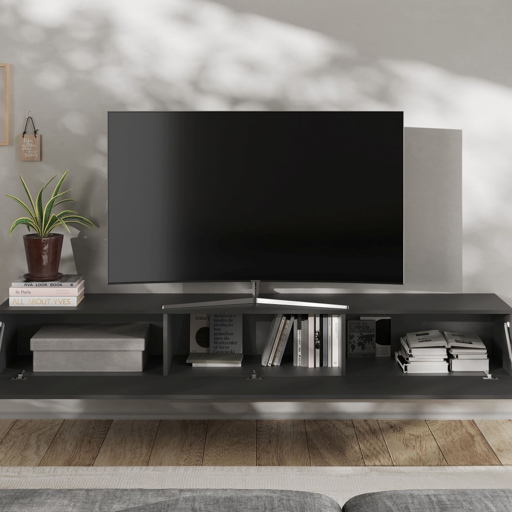 Contenitore sospeso 210×28×30 grigio chiaro con anta a ribalta - Dune 2
