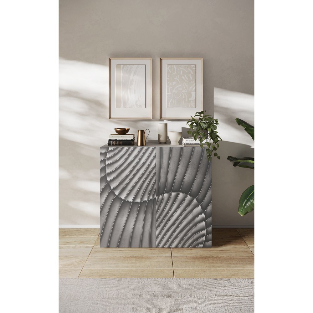Contenitore 120×123×42 grigio scuro con ante serigrafate e doppio piede - Dune 2