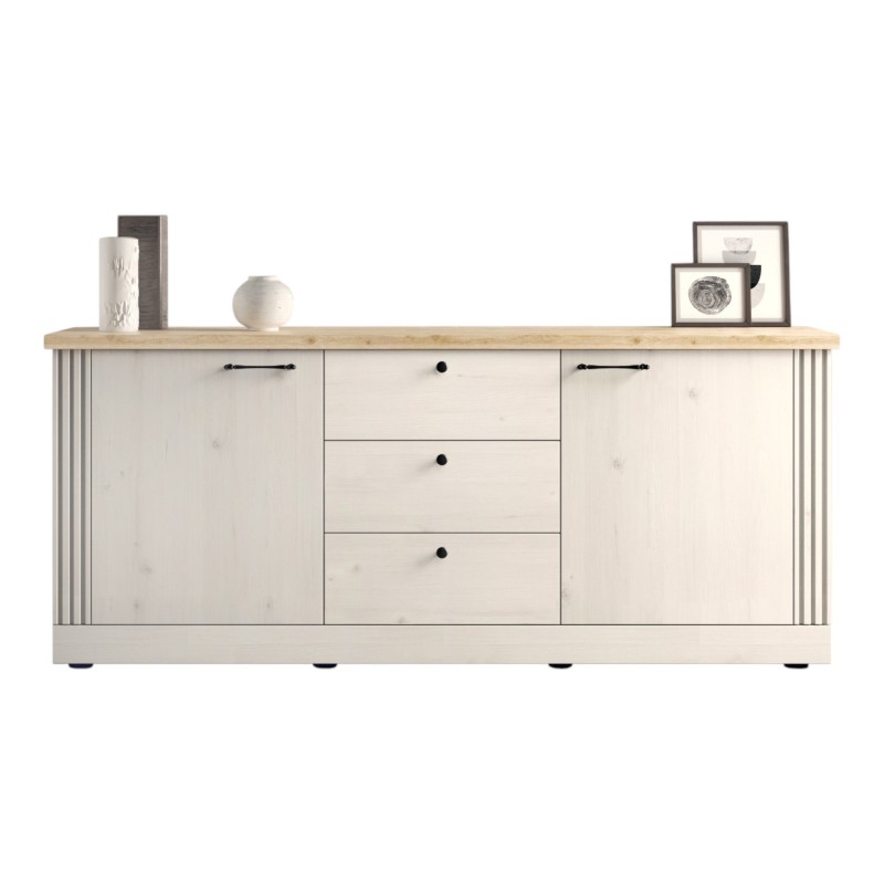 Madia 156×88×44 rovere meringa con 2 ante e 3 cassetti - Grove