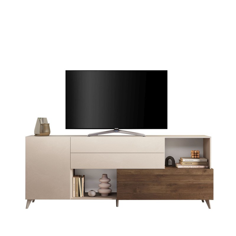 Madia 240×94×42 colore beige e rovere scuro per ambienti spaziosi - Riviera