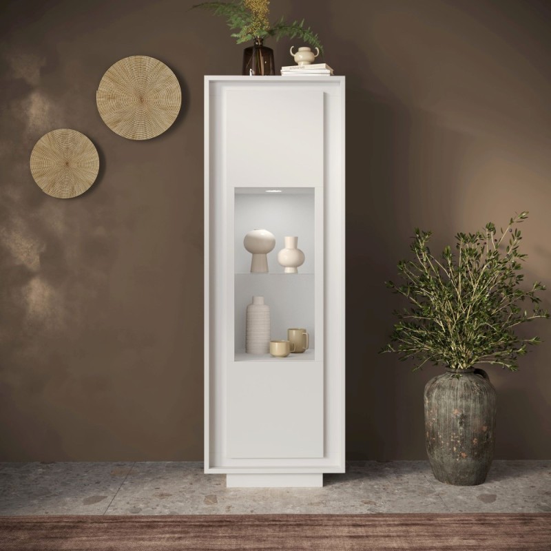 Vetrina 67×197×40 bianco opaco con anta in vetro - Sky