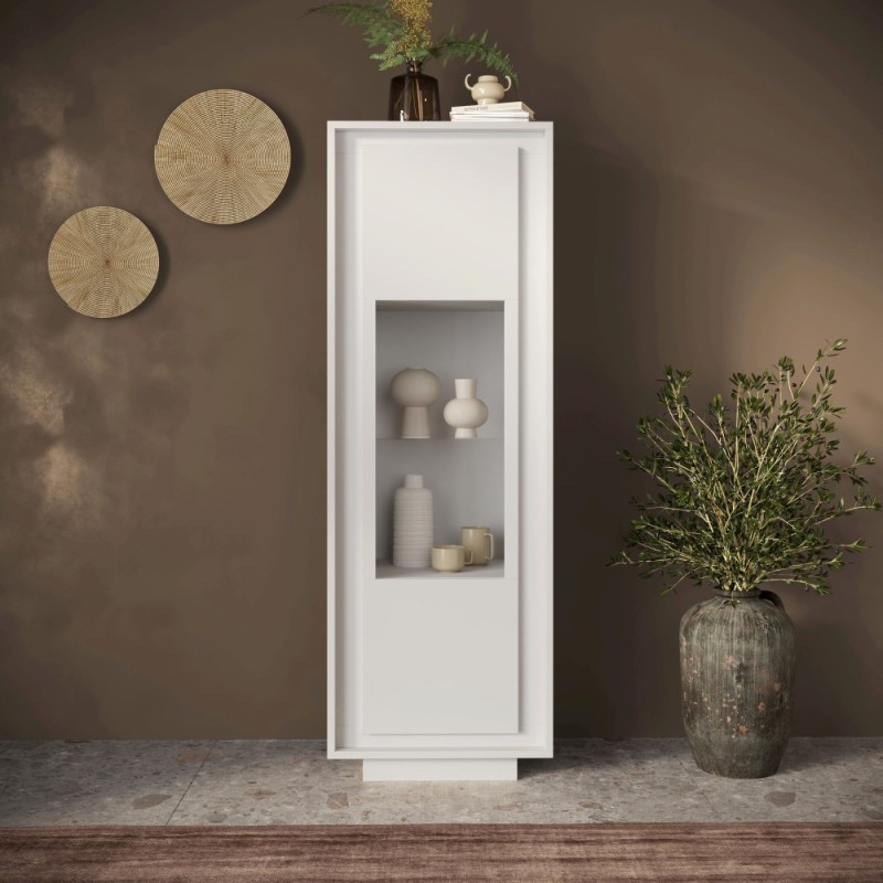 Vetrina 67×197×40 bianco opaco con anta in vetro - Sky