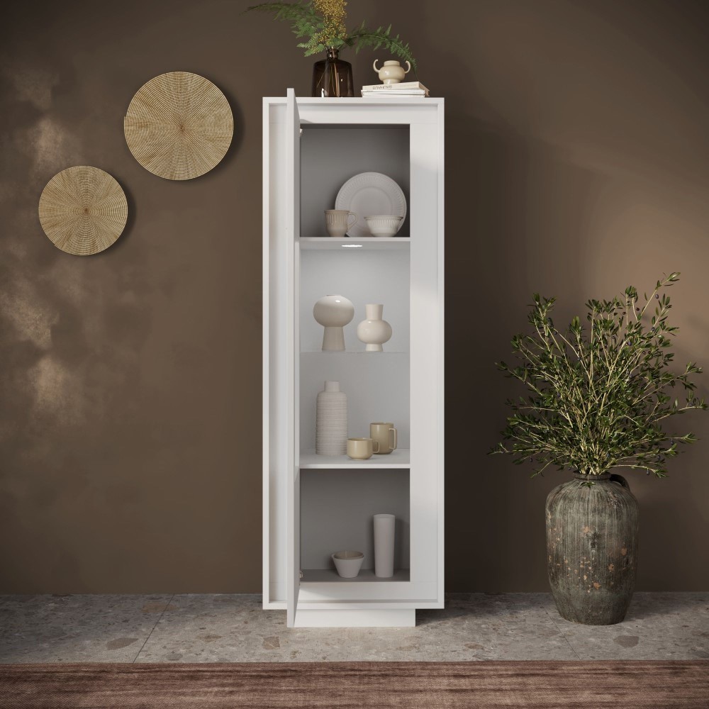 Vetrina 67×197×40 bianco opaco con anta in vetro - Sky