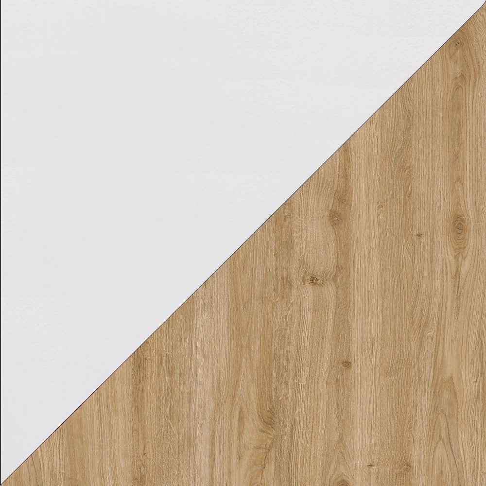 Vetrina 67×197×40 bianco opaco e Cadiz Oak con anta in vetro - Sky