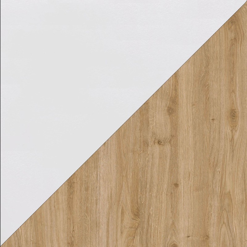Vetrina 67×197×40 bianco opaco e Cadiz Oak con anta in vetro - Sky