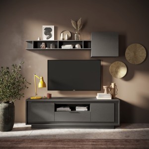 Base TV 184×58×50 lava con 2 ante e 1 cassetto - Sky