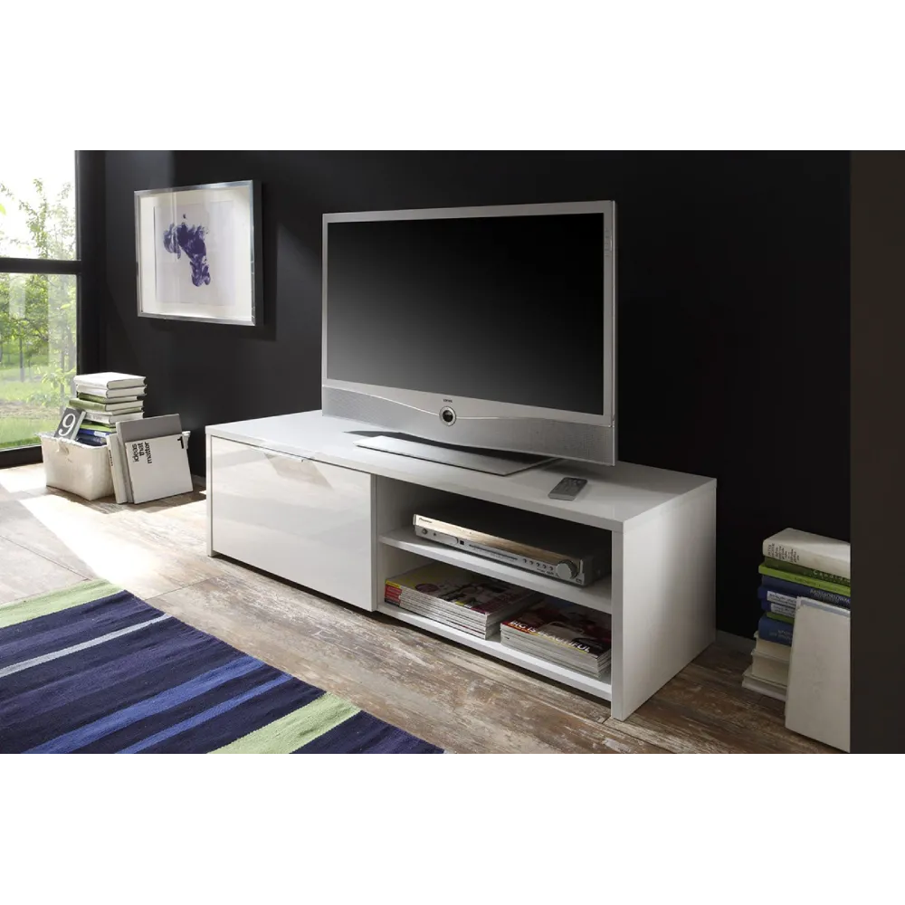 Porta TV 122x38x42 cm Bianco Lucido Design Essenziale - Sorrento 2