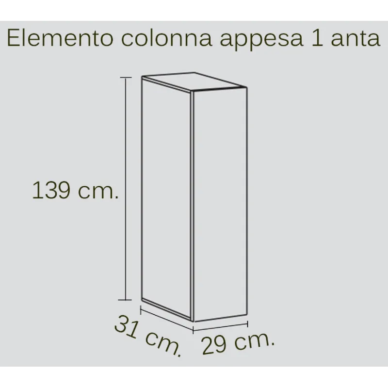 Pensile 139x31x29 cm Antracite Laccato Lucido Colonna o Ribalta - Box Linea Color