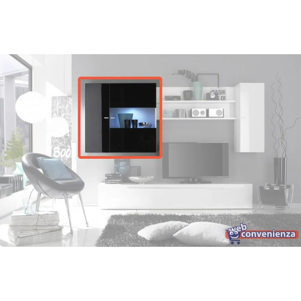 Vetrina 97x94x36 cm Bianco-nero LED RGB Design Moderno - Primo