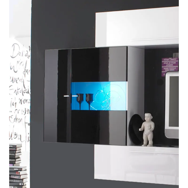 Vetrina 97x94x36 cm Bianco-nero LED RGB Design Moderno - Primo