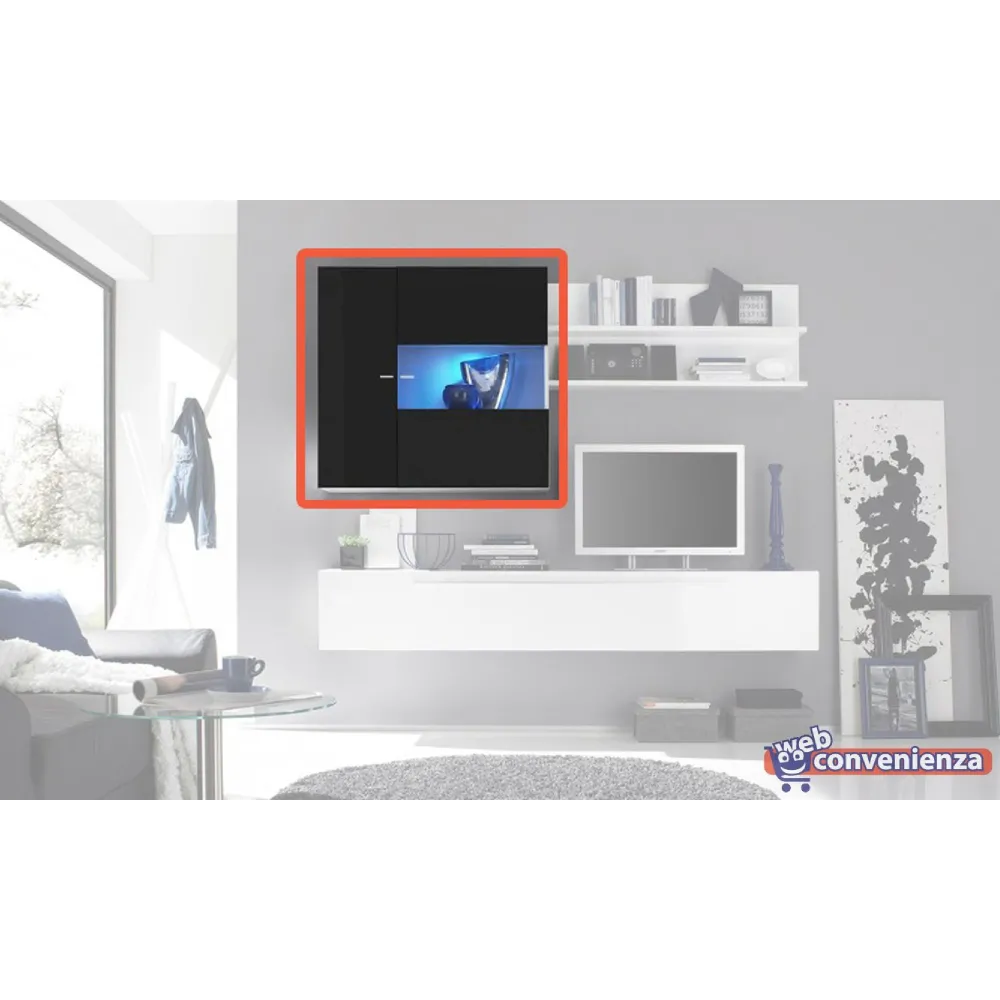 Vetrina 97x94x36 cm Bianco-nero LED RGB Design Moderno - Primo
