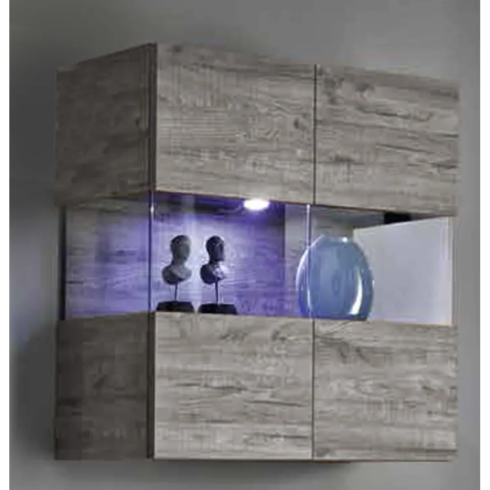Vetrina 97x94x36 cm Rovere Grigio 2 Ante Stile Moderno - Line