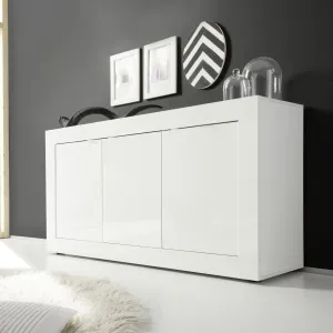 Credenza 160x86x43 cm Bianco Lucido Moderna Due Ante - Basic