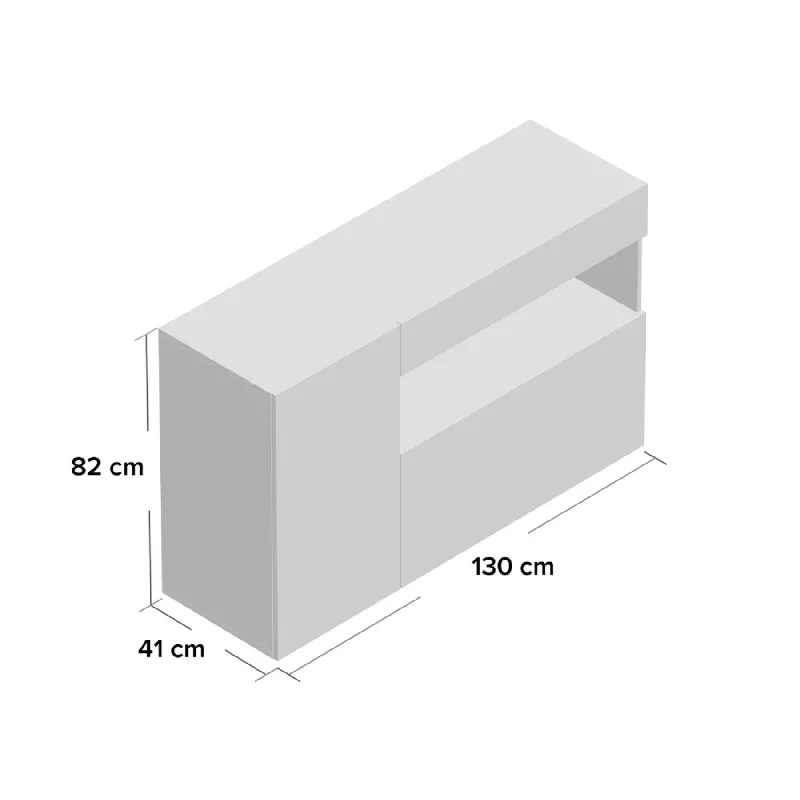 Madia 130x82x41 cm Bianco Lucido Design Moderno Soggiorno - Nice