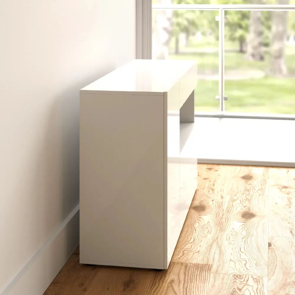 Madia 130x82x41 cm Bianco Lucido Design Moderno Soggiorno - Nice
