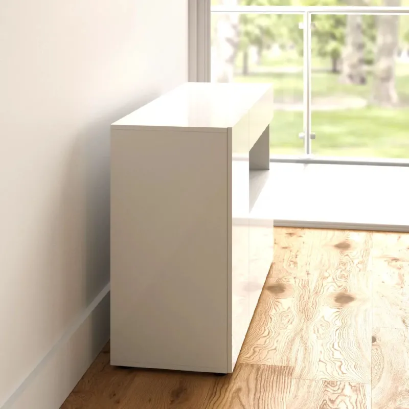 Madia 130x82x41 cm Bianco Lucido Design Moderno Soggiorno - Nice