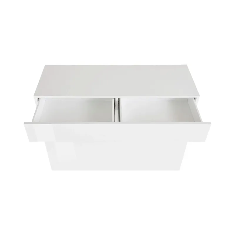 Credenza 111x82x42 cm Bianco Laccato Lucido Moderna con Cassetto e Anta Ribalta - Sorano