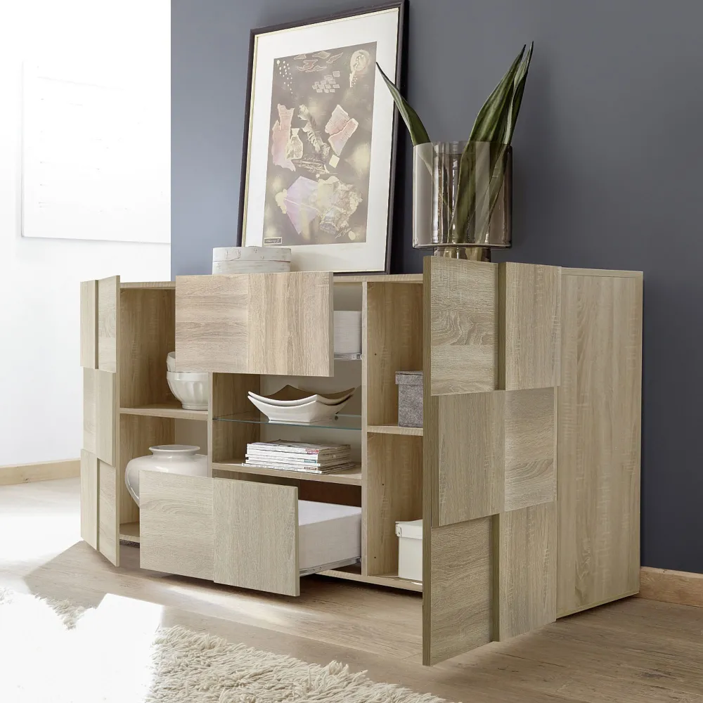 Madia 181x84x43 cm Grigio Laccato Lucido 2 Ante 2 Cassetti - Dama 2