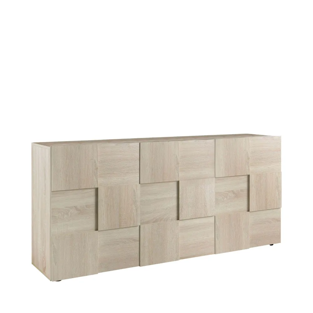 Madia 181x84x43 cm Grigio Laccato Lucido Ampia Profondità e Cassetti Capienti - Dama