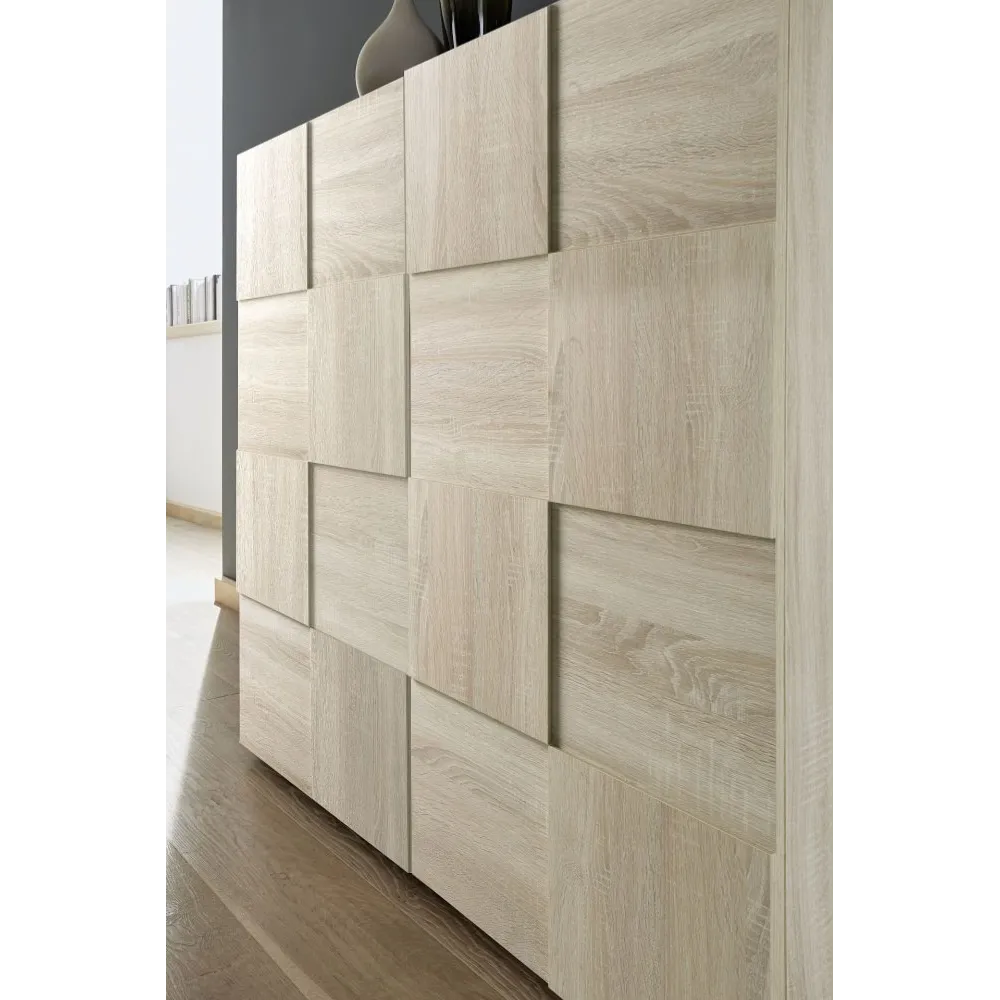 Porta TV 122x57x43 cm Grigio Laccato Lucido con LED RGB e Vano a Giorno - Dama