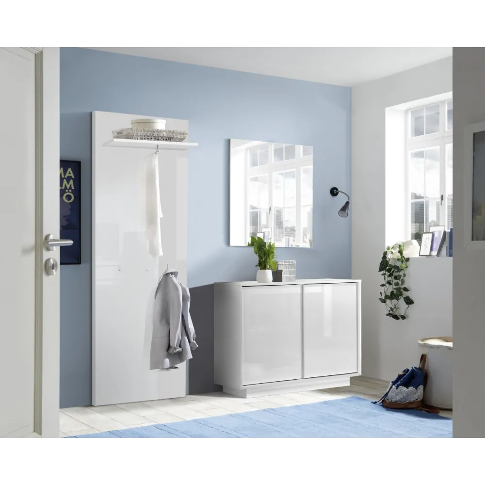 Credenza 92x43x79 cm Bianco Lucido Due Ante Battente - Ice