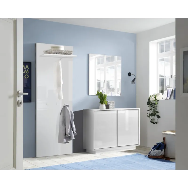Credenza 92x43x79 cm Bianco Lucido Due Ante Battente - Ice