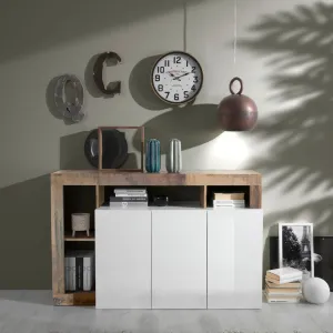 Madia 146x93 Bianco Lucido Soggiorno Moderno - Hamburg