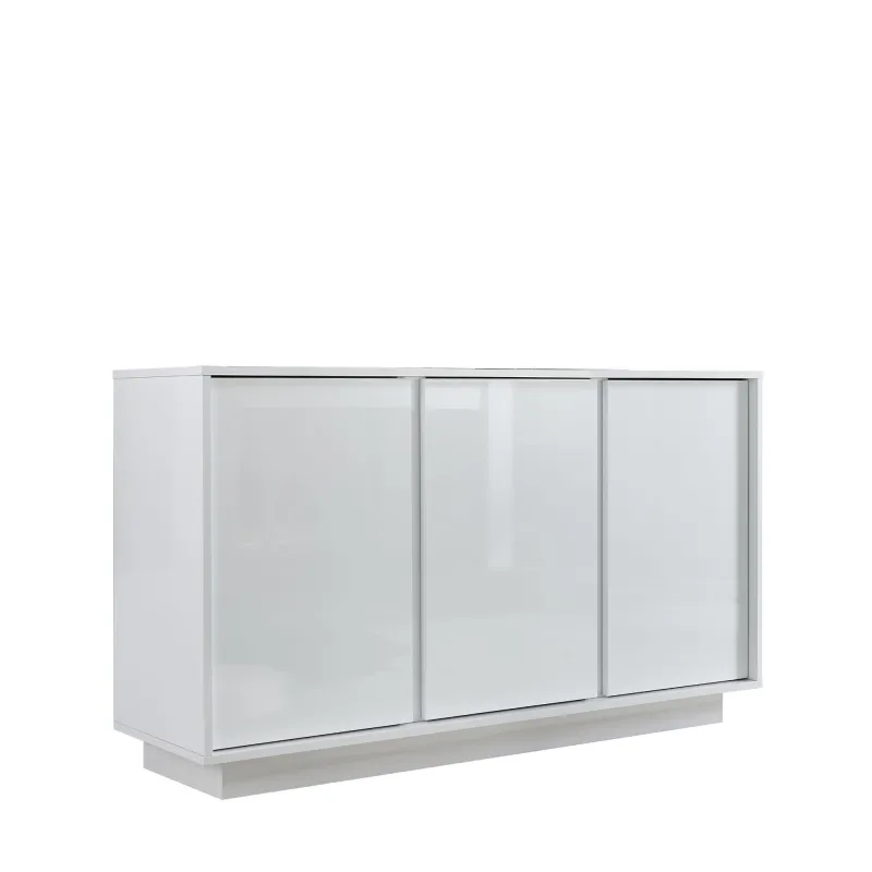 Credenza 138x43x79 cm Bianco Laccato Lucido 3 Ante Battenti - Ice