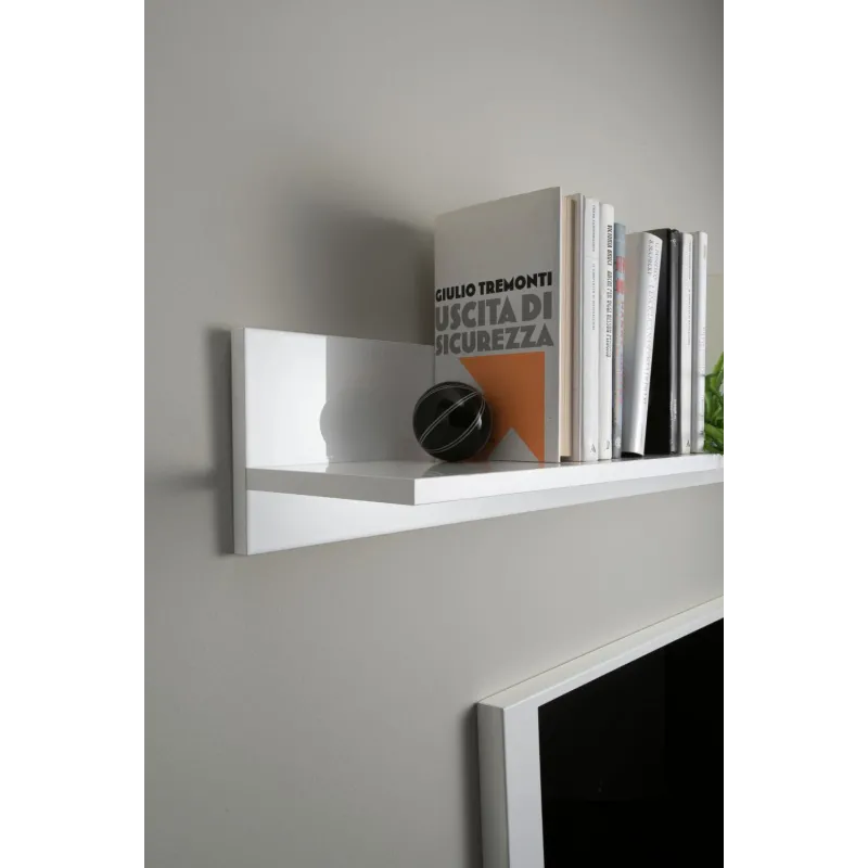 Parete Attrezzata 219x173x35 cm Bianco Laccato Lucido Design Moderno - Hamburg