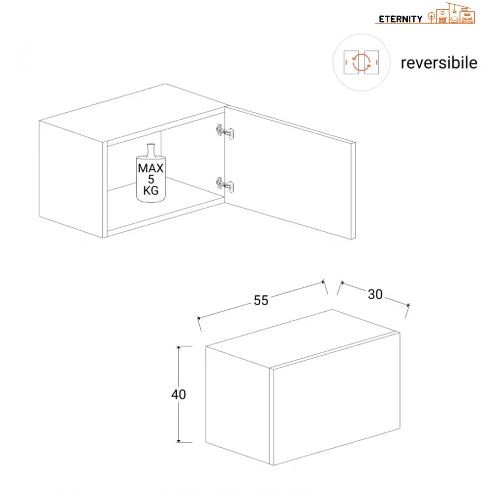 Modulo cubotto 55×30×40 mercure da terra con finitura opaca - ETERNITY 2